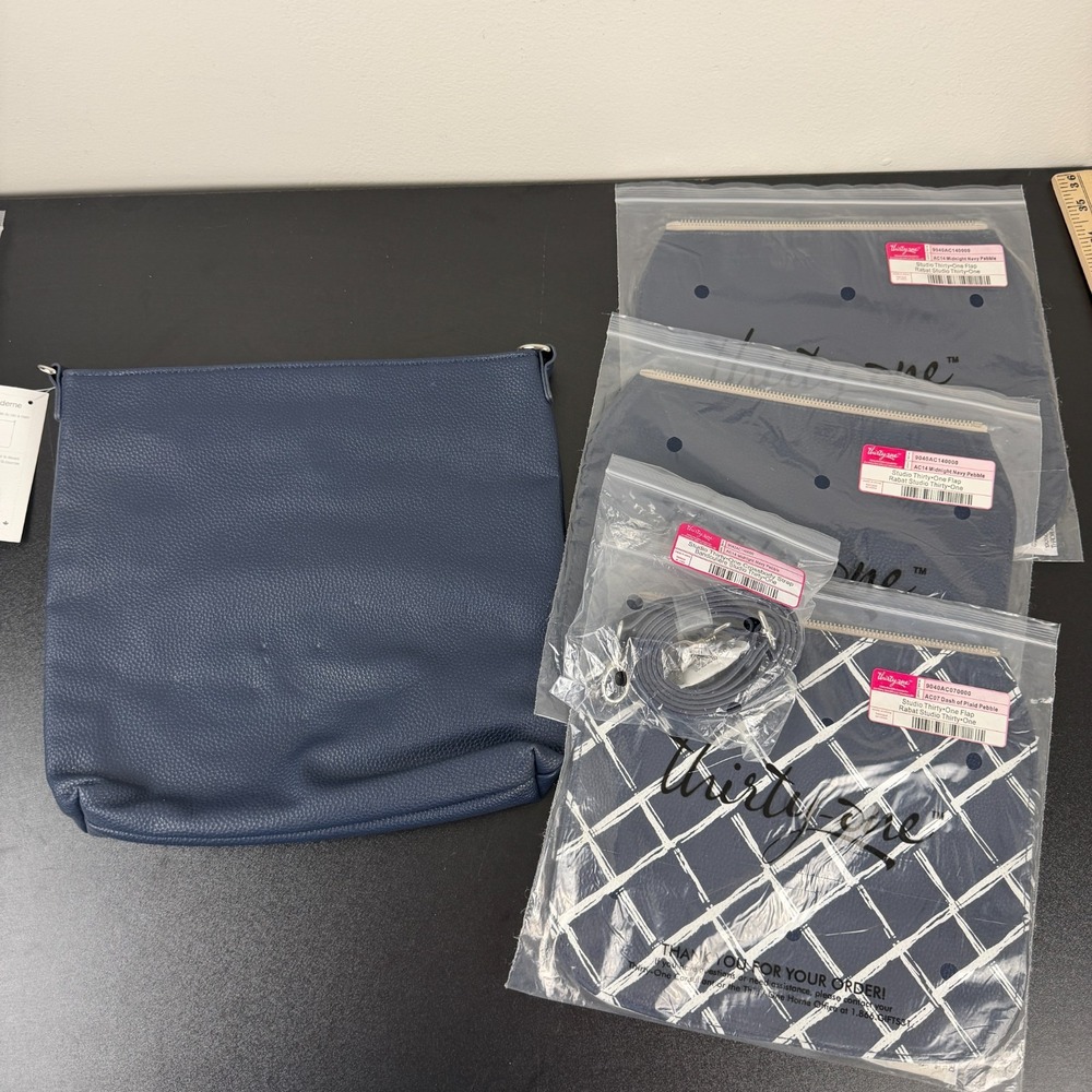 Lot Of 4 Thirty-One Studio Thirty-One Modern Crossbody Bag Women's Navy Leather